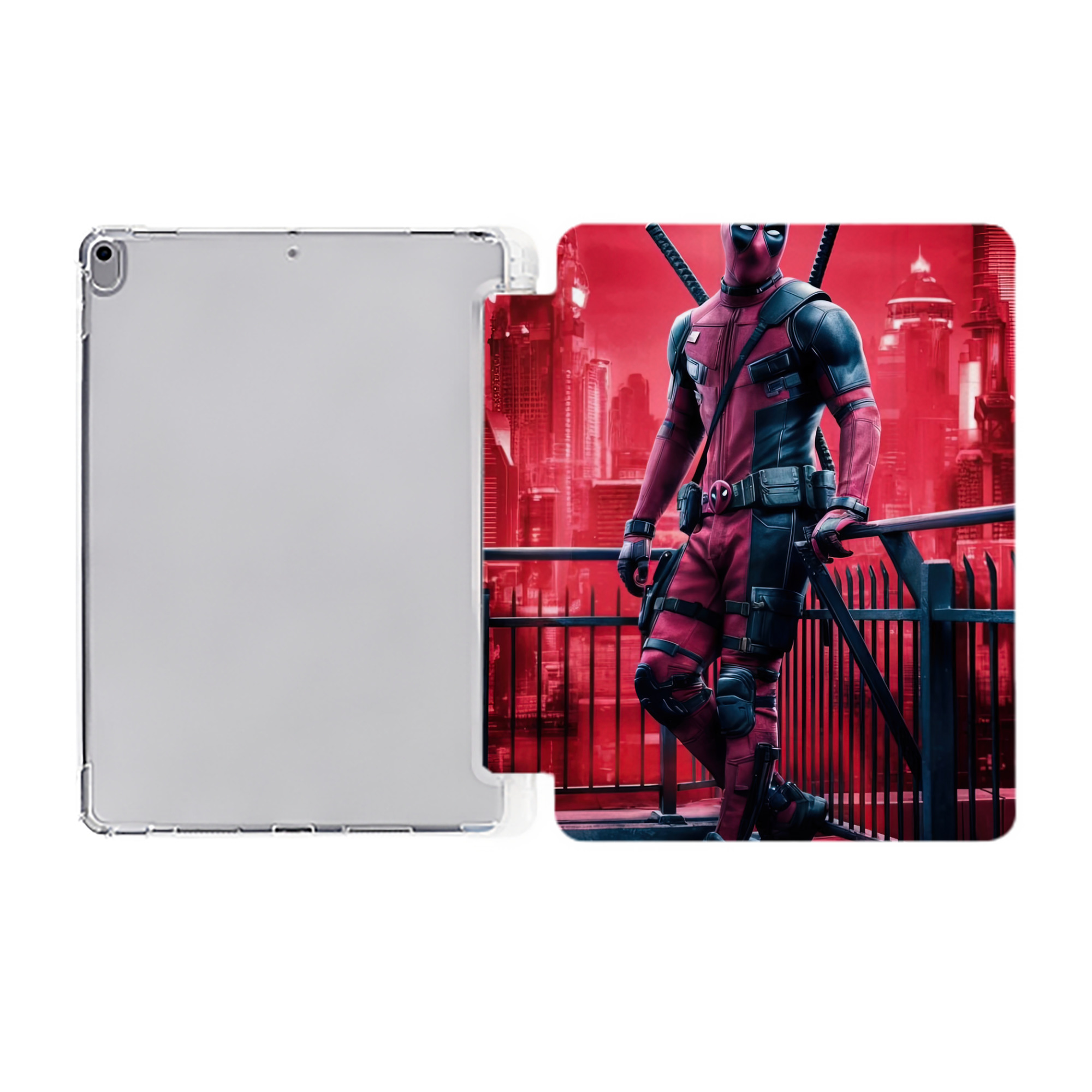 （画像用） Deadpool デッドプール IPad ケース ペン収納付き 三つ折りスタンド PUレザー×シリコン 対応機種9.5/10.5/10.9インチ